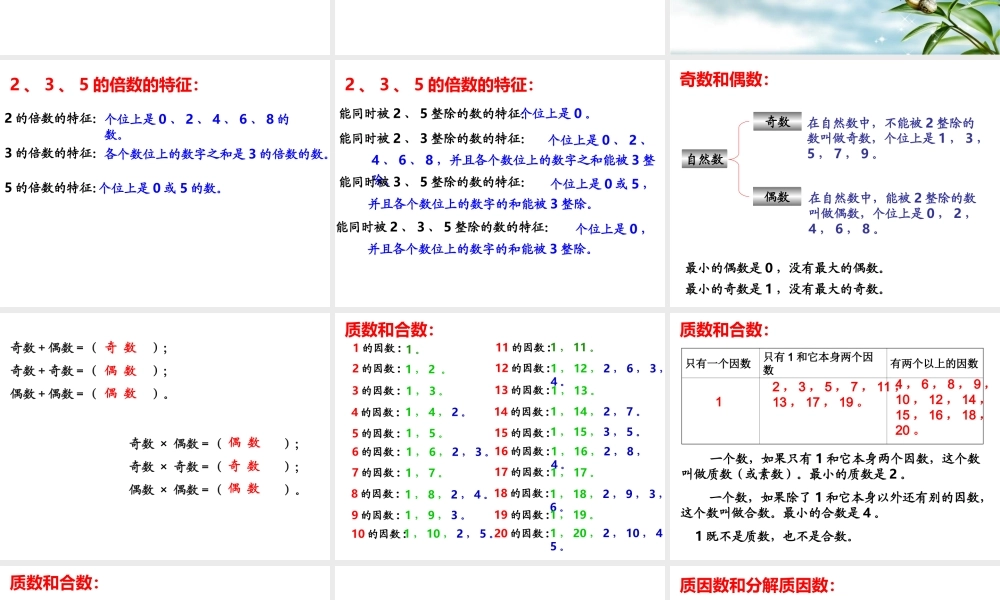 人教版六年级数学下册第六单元第五课时_数和代数—数的整除.ppt