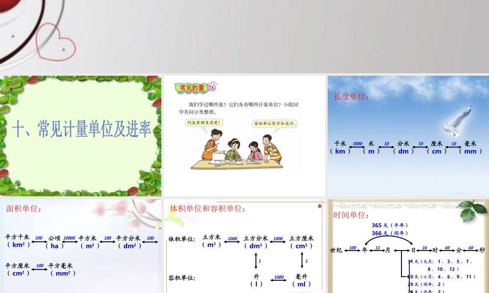 人教版六年级数学下册第六单元第十课时_常见的量—常见计量单位及进率.ppt