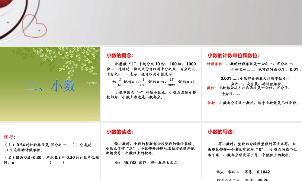人教版六年级数学下册第六单元第二课时_数和代数—小数.ppt