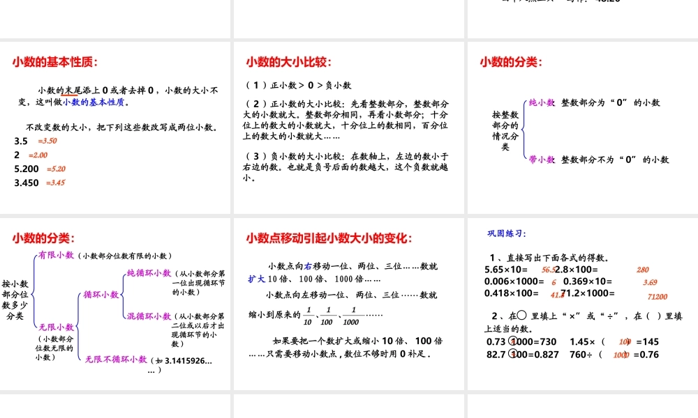 人教版六年级数学下册第六单元第二课时_数和代数—小数.ppt