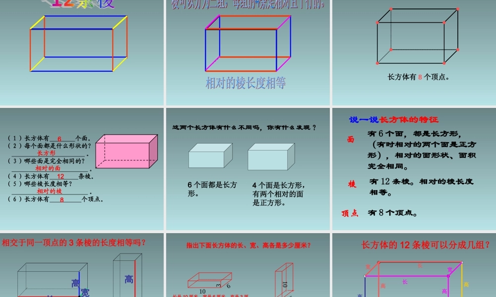 人教版数学五年级下册长方体的认识课件.ppt
