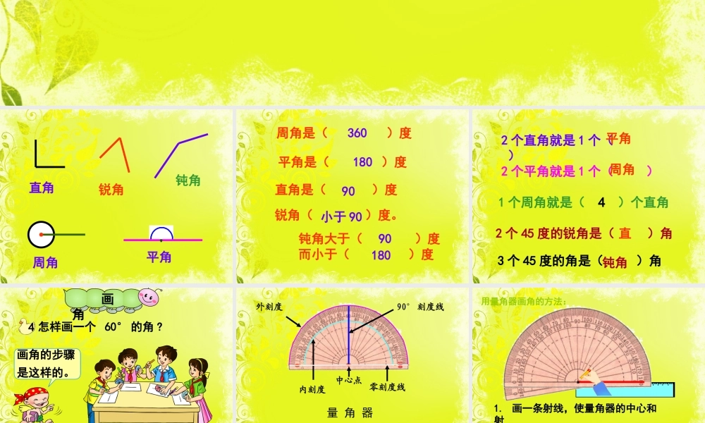 人教版四上数学第三单元画角.ppt