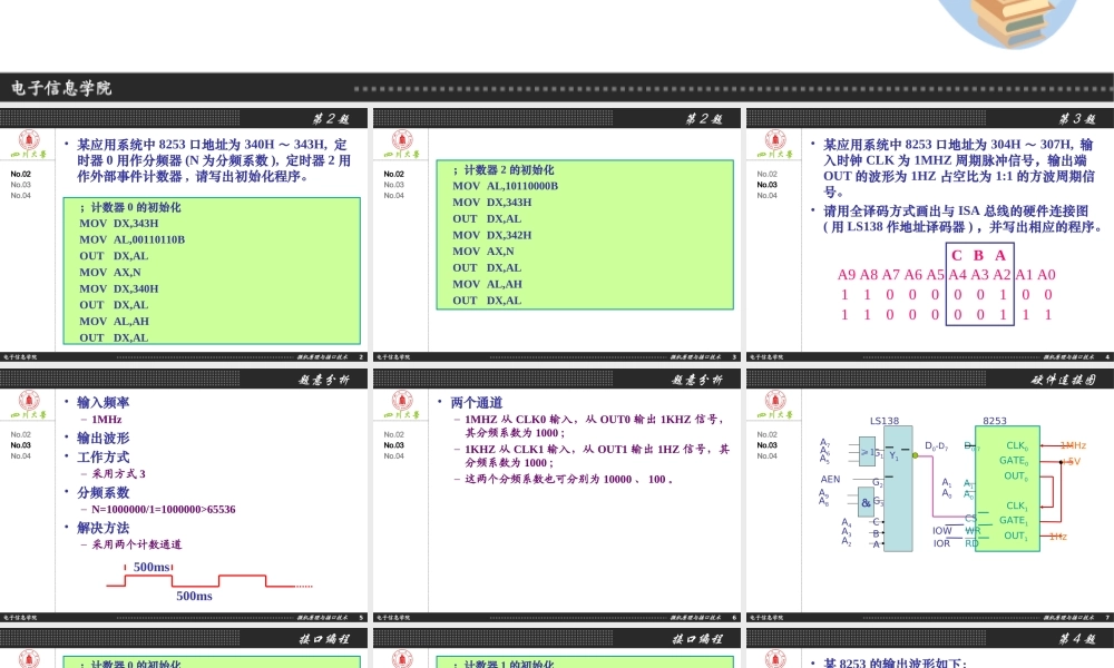 四川大学电子信息学院微机原理与接口技术何小海严华版习题解答-第7章 (1).ppt