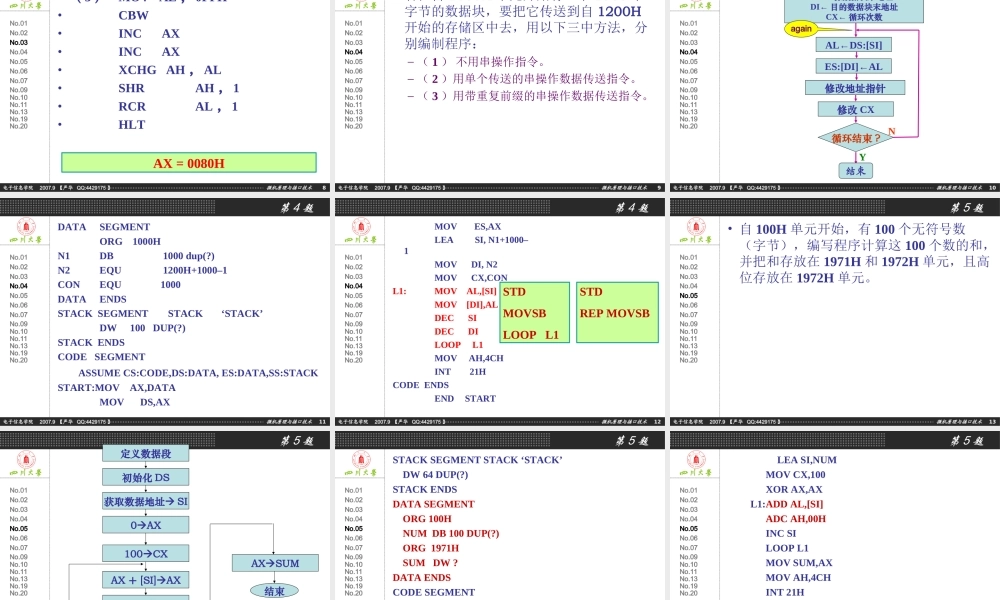四川大学电子信息学院微机原理与接口技术何小海严华版习题解答-第4章.ppt