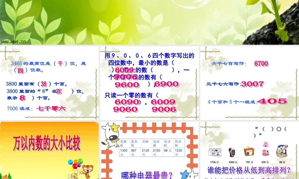 万以内数的大小比较近似数.ppt