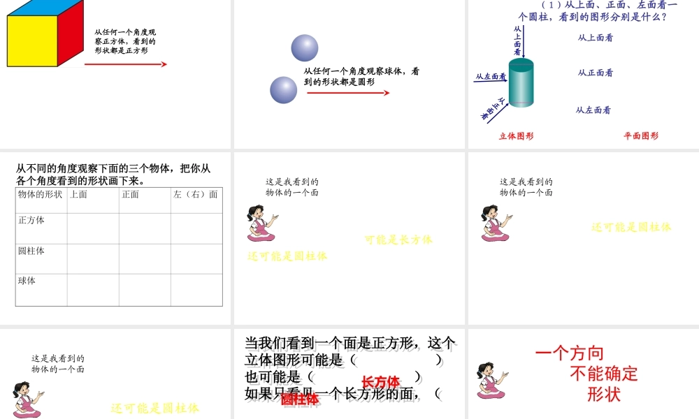 新人教版二年级数学上册：5.1《观察物体》ppt课件.ppt