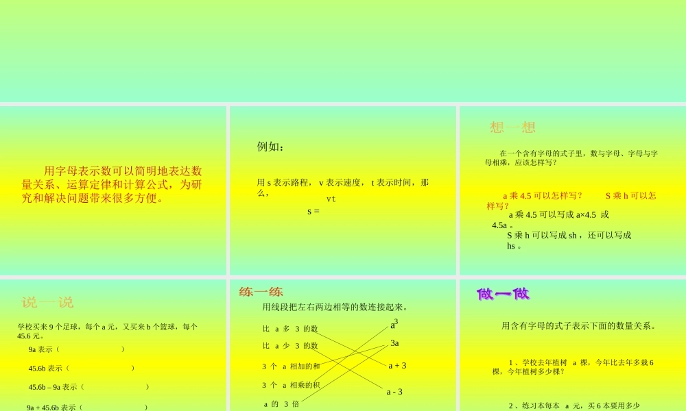用字母表示数PPT课件.ppt