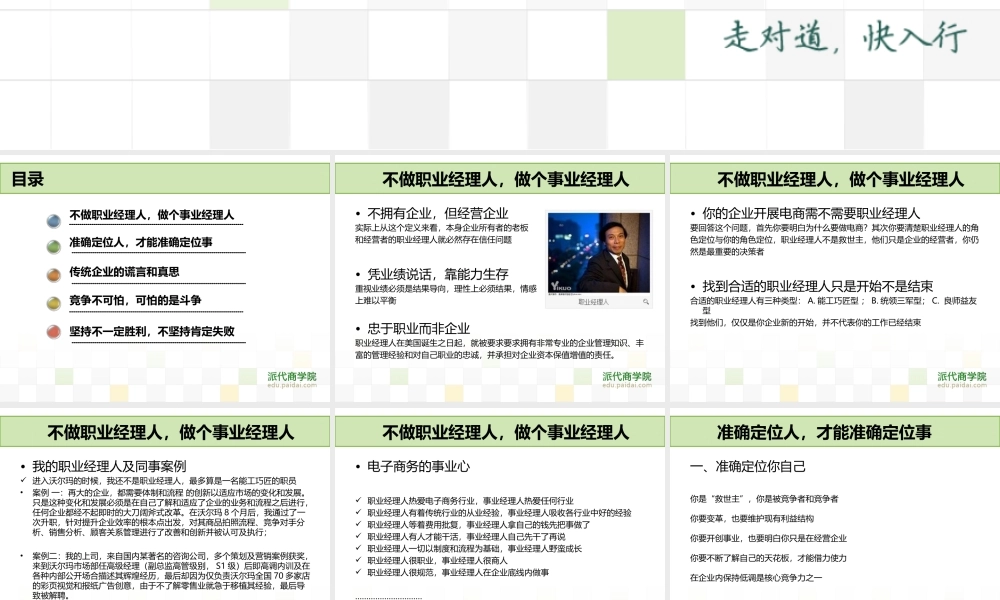 职业经理人在传统企业的电商之路110104.ppt