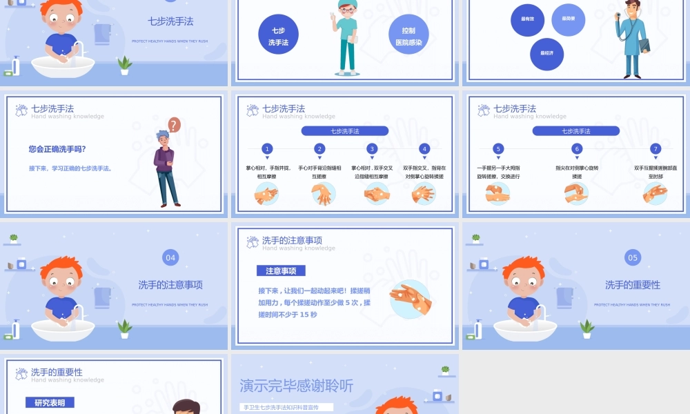 2、蓝色卡通风手卫生七步洗手法知识科普宣传PPT课件.pptx