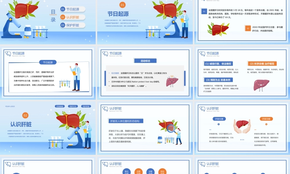 2、蓝黄卡通风全国爱肝日爱肝护肝健康教育宣传PPT模板.pptx