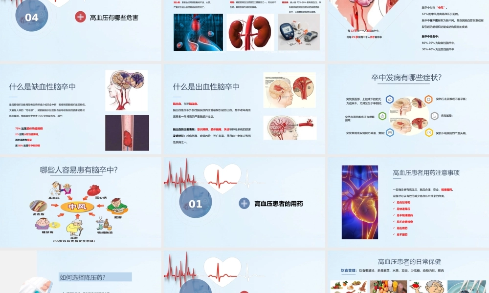 4、蓝色小清新医疗预防高血压心脑血管疾病健康讲座PPT.pptx