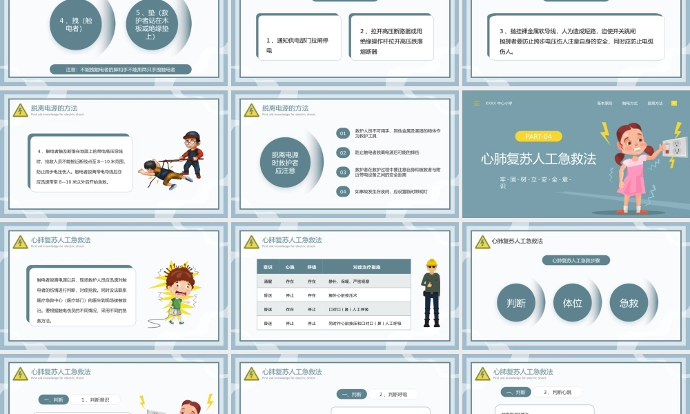 8、墨绿卡通风触电急救知识科普培训讲座PPT模板(1).pptx