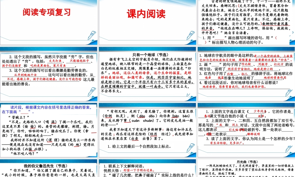 部编版人教版六年级语文上册《期末复习—阅读专项》课件.pptx