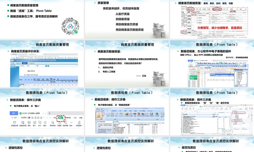 数据透视表在病案首页数据质量管理实践案例解析 -海西.pptx