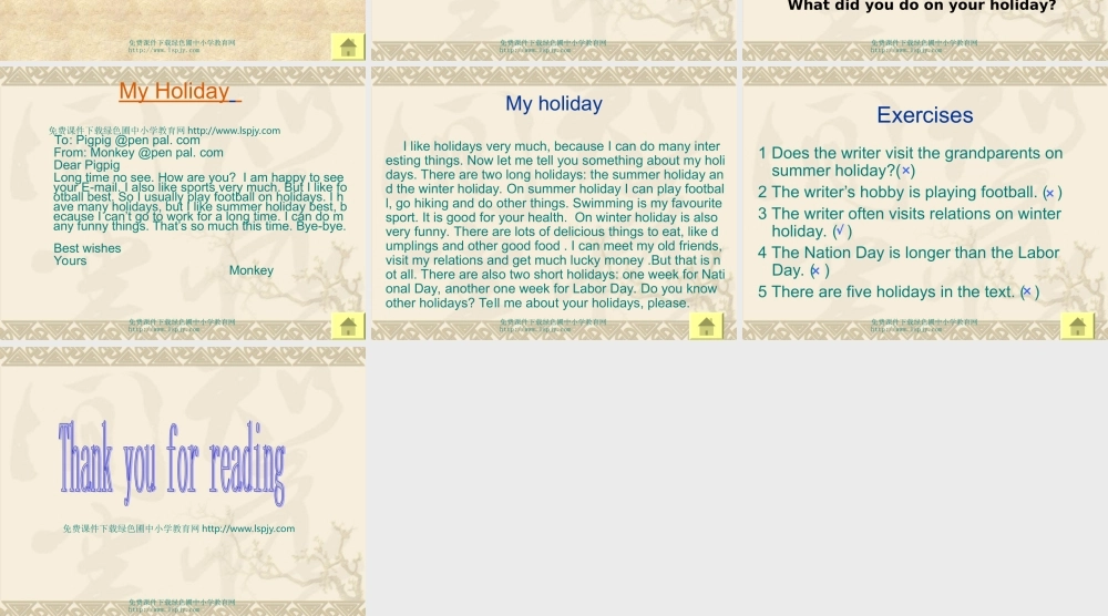 PEP人教版小学六年级下册英语Unit 4 My Holiday课件PPT.ppt