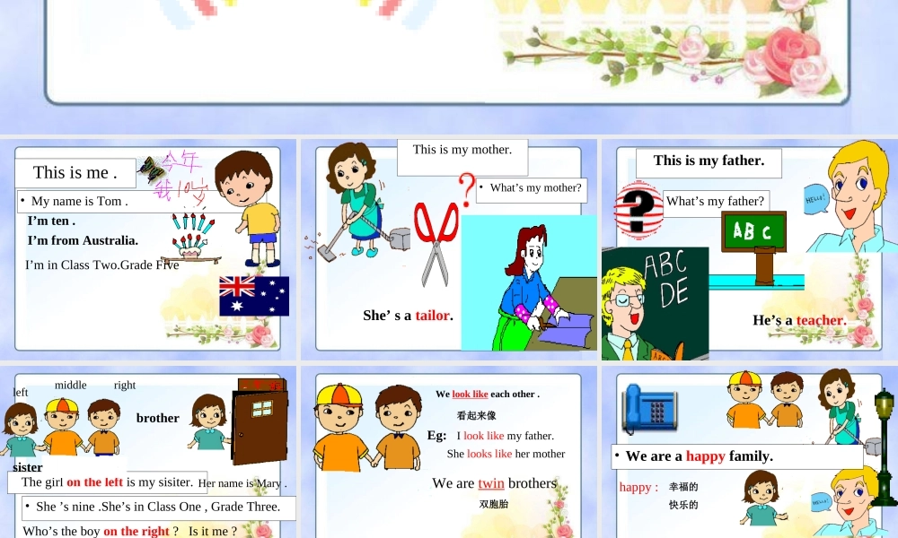 PEP人教版小学三年级英语下册Unit2 My family课件PPT.ppt