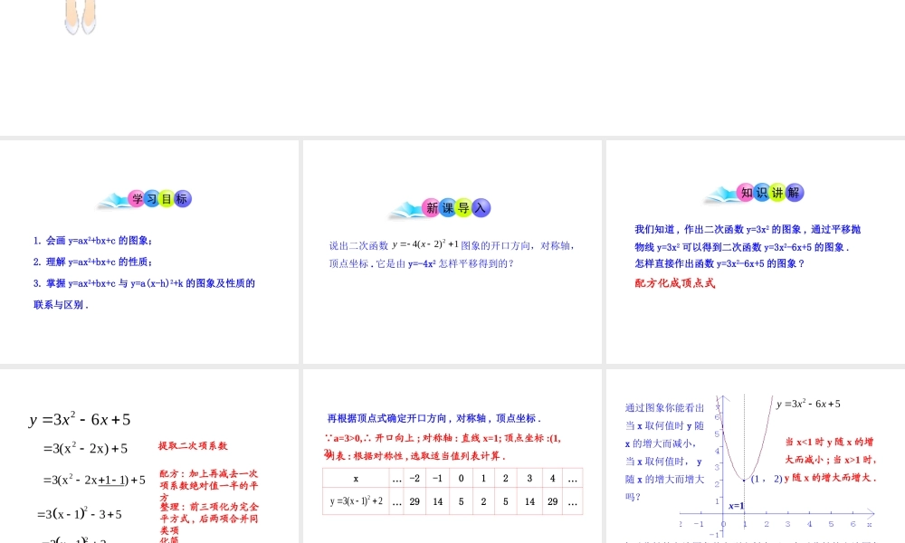 初中数学教学课件：22.1.4二次函数y=ax2+bx+c的图象（人教版九年级上）.ppt
