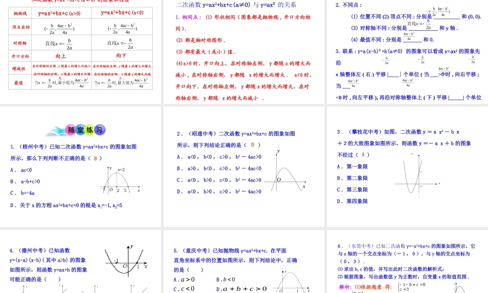 初中数学教学课件：22.1.4二次函数y=ax2+bx+c的图象（人教版九年级上）.ppt