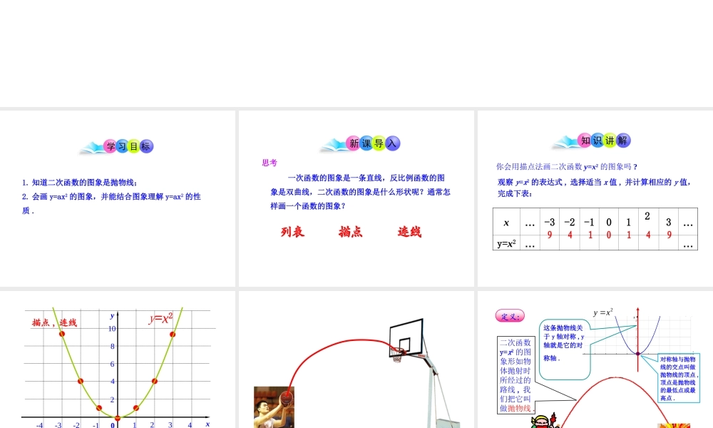 初中数学教学课件：22.1.2二次函数y=ax2的图象（人教版九年级上）.ppt