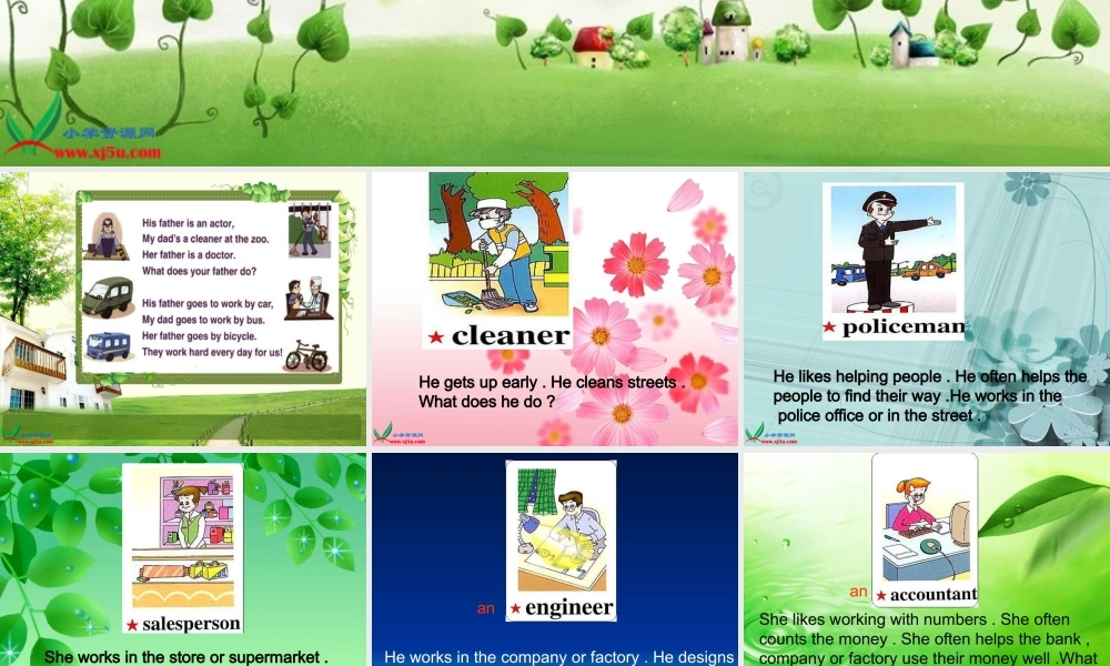 人教PEP版英语六上《unit 5 what does she do》part B PPT课件[www.edudown.net].ppt