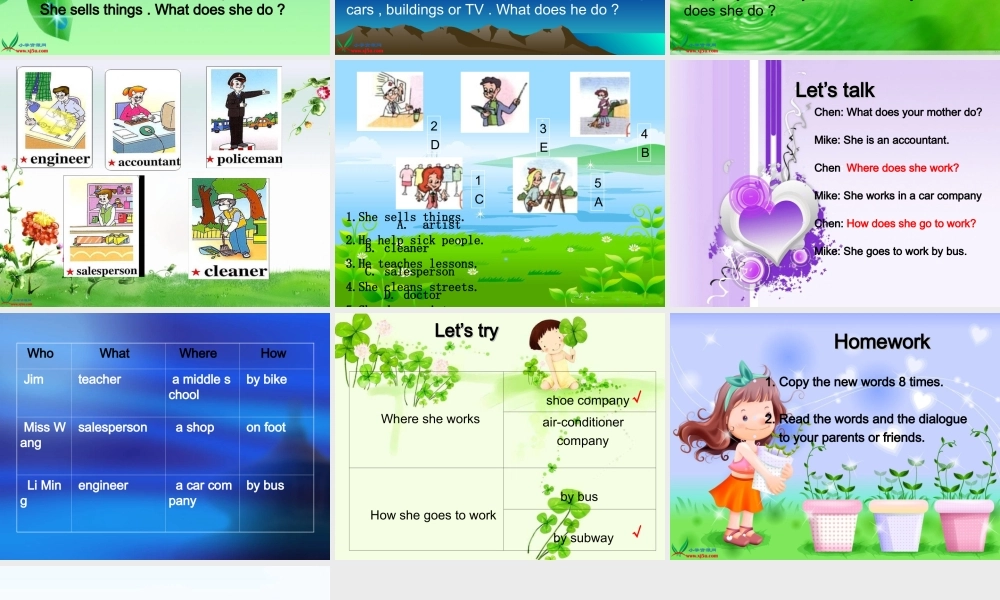 人教PEP版英语六上《unit 5 what does she do》part B PPT课件[www.edudown.net].ppt