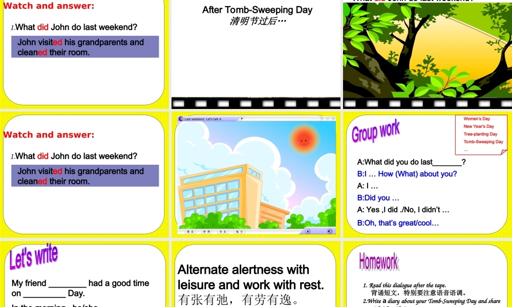 人教PEP版英语六下《unit 3 last weekend》PPT课件之十[www.edudown.net].ppt