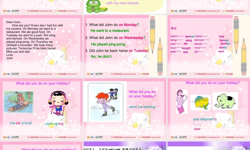 人教PEP版英语六下《unit 4 my holiday》PPT课件之三[www.edudown.net].ppt