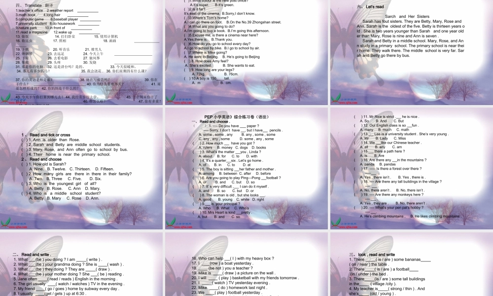 人教PEP版英语六下《期末复习 句子PPT课件[www.edudown.net].ppt