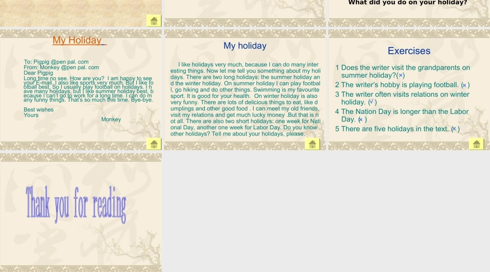 人教PEP版英语六下《unit 4 my holiday》PPT课件之一[www.edudown.net].ppt