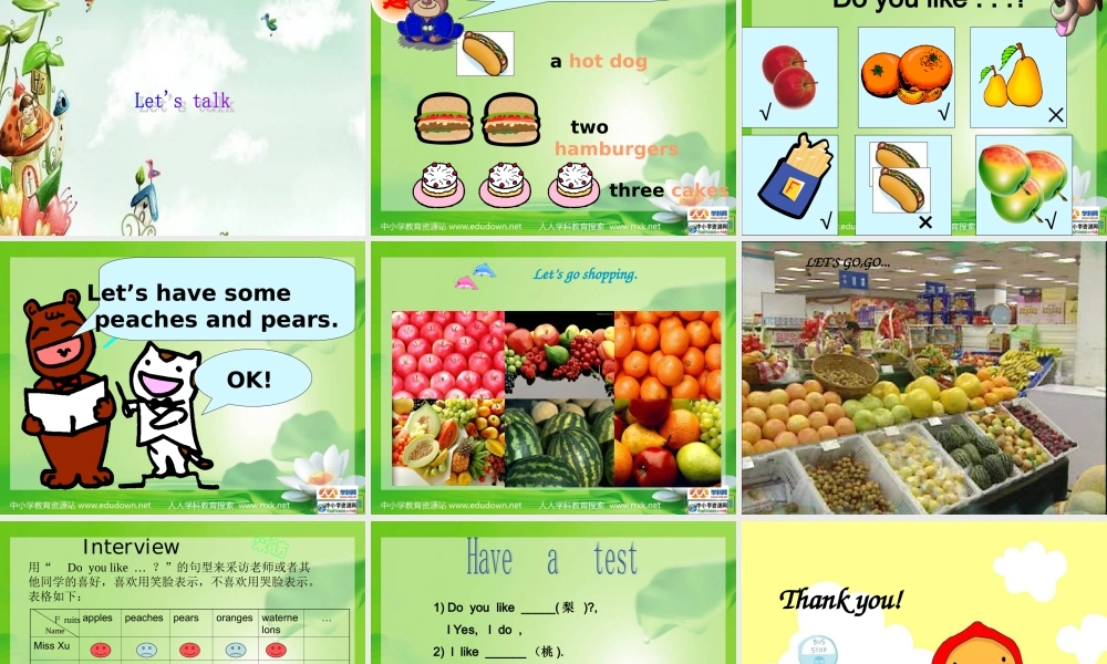 人教PEP版英语三下《Unit 4 Do you like pears》A. Let’s talk PPT课件[www.edudown.net].ppt