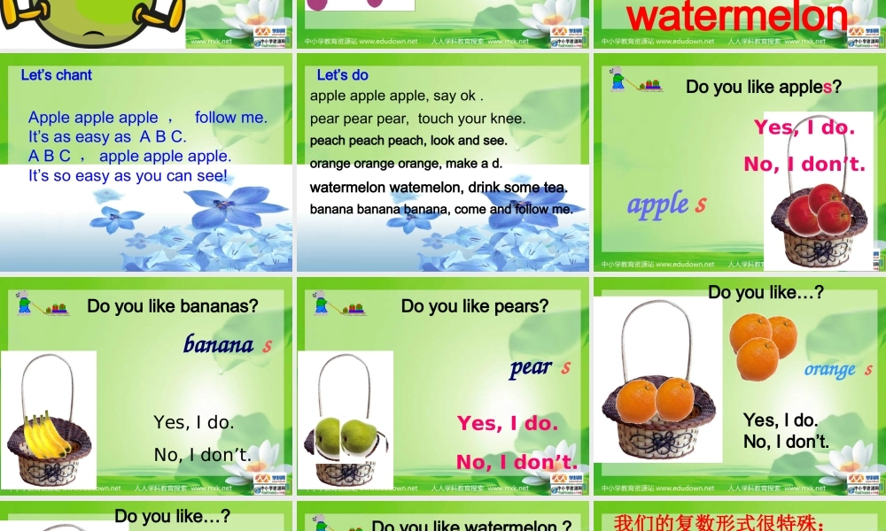 人教PEP版英语三下《Unit 4 Do you like pears》PPT课件之十七[www.edudown.net].ppt