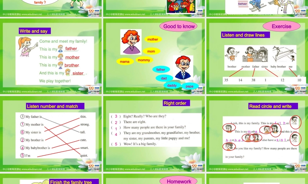 人教PEP版英语四上《unit 6 meet my family》PPT课件之三[www.edudown.net].ppt