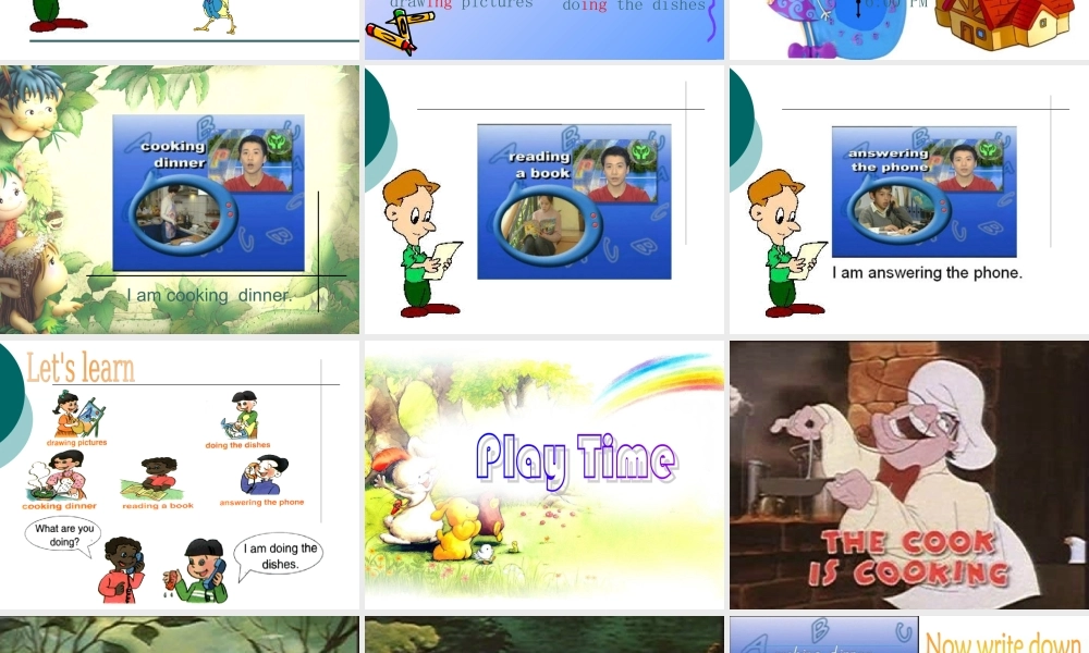 人教PEP版英语五下《unit 4 what are you doing》Part A PPT课件[www.edudown.net].ppt