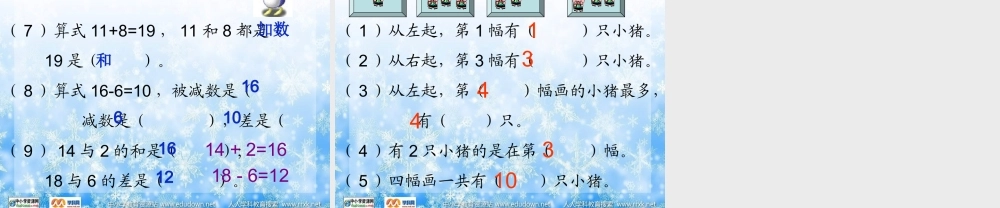 人教版数学一上《20以内数》复习PPT课件[www.edudown.net].ppt