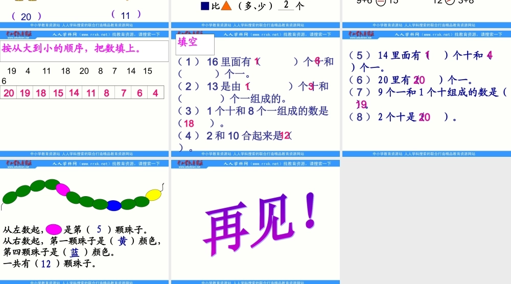 人教版数学一上《20以内的数》总复习PPT课件[www.edudown.net].ppt