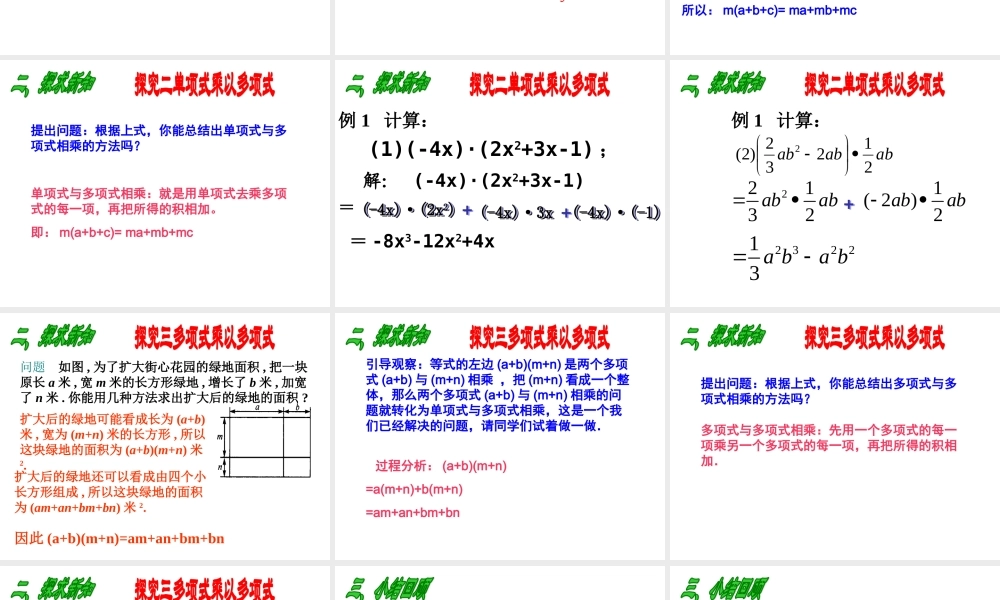数学：14.1整式的乘法（第4课时）课件（人教新课标八年级上）.ppt