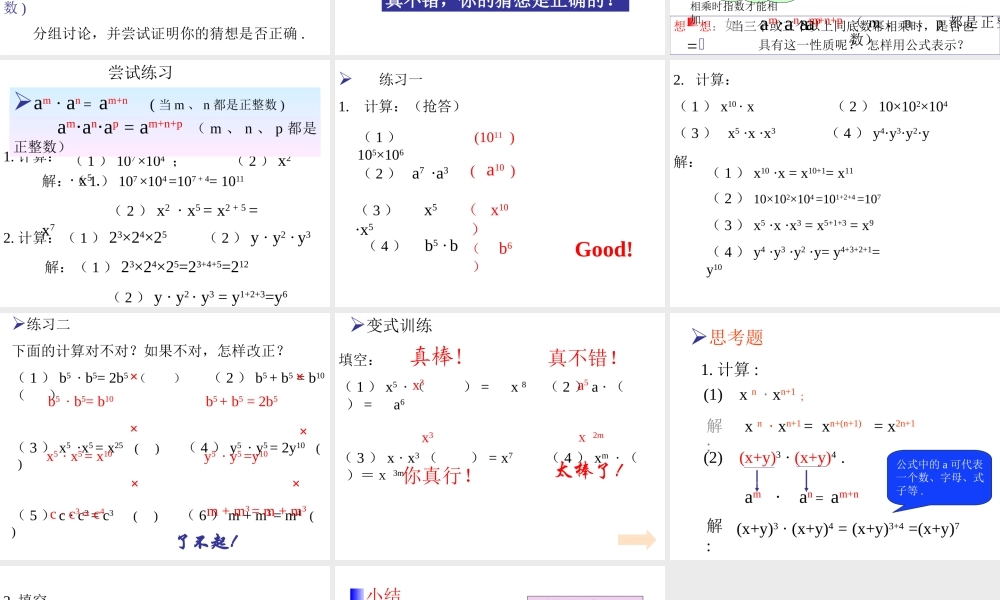 数学：14.1整式的乘法（第1课时）课件（人教新课标八年级上）.ppt