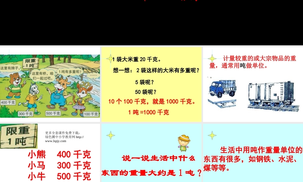 小学三年级上册数学第一单元吨的认识PPT课件.ppt
