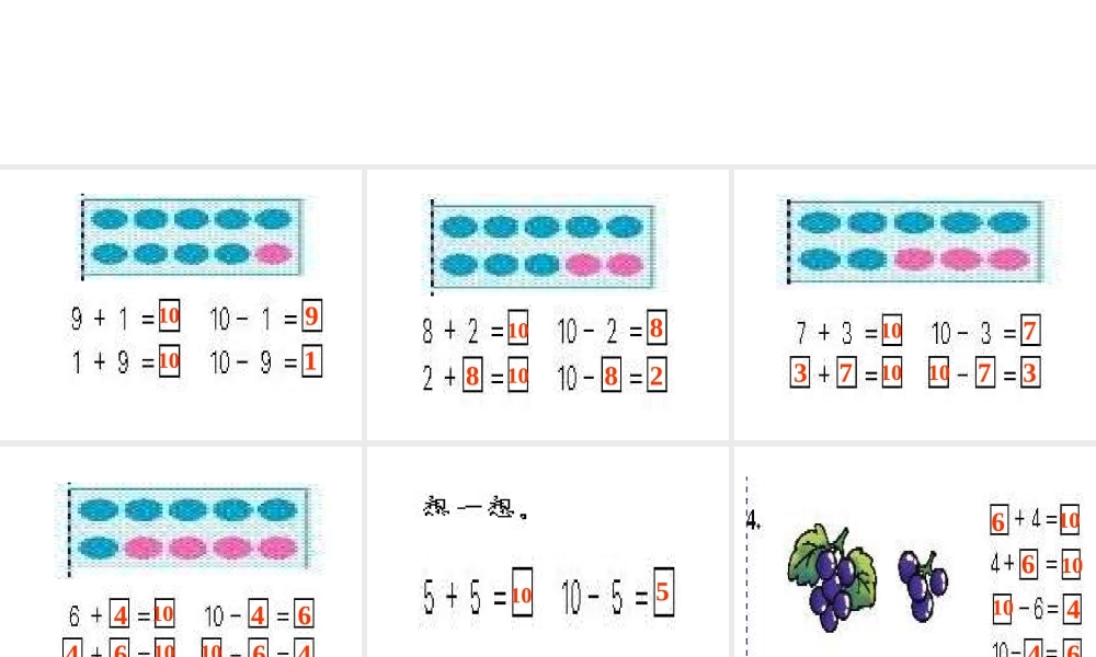 一年级第一单元10的认识和加减法优秀课件共享PPT.ppt