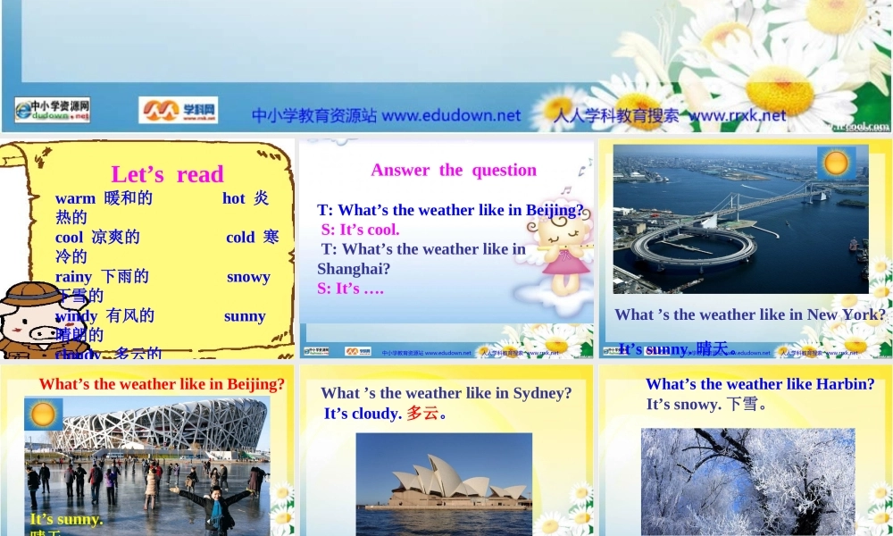 闸坡镇中心小学人教PEP版四下《unit 4 it’s warm today》(第六课时)PPT课件[www.edudown.net].ppt