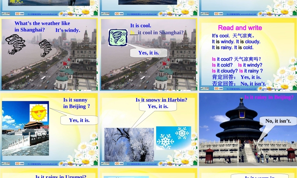 闸坡镇中心小学人教PEP版四下《unit 4 it’s warm today》(第六课时)PPT课件[www.edudown.net].ppt