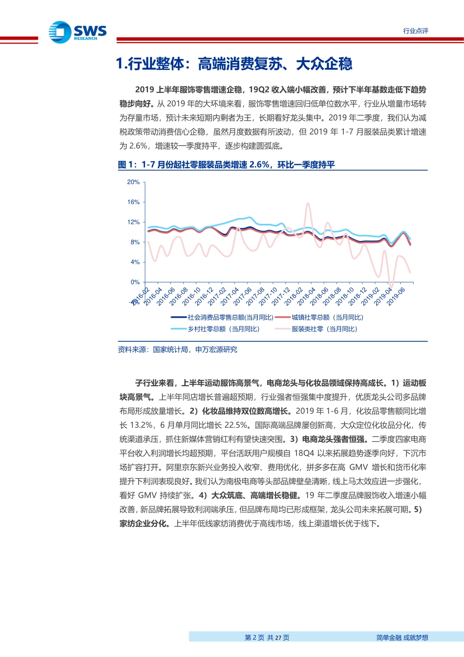 【市场】2019中报回顾：存量竞争剩者为王看好运动与化妆品赛道.pdf_第2页