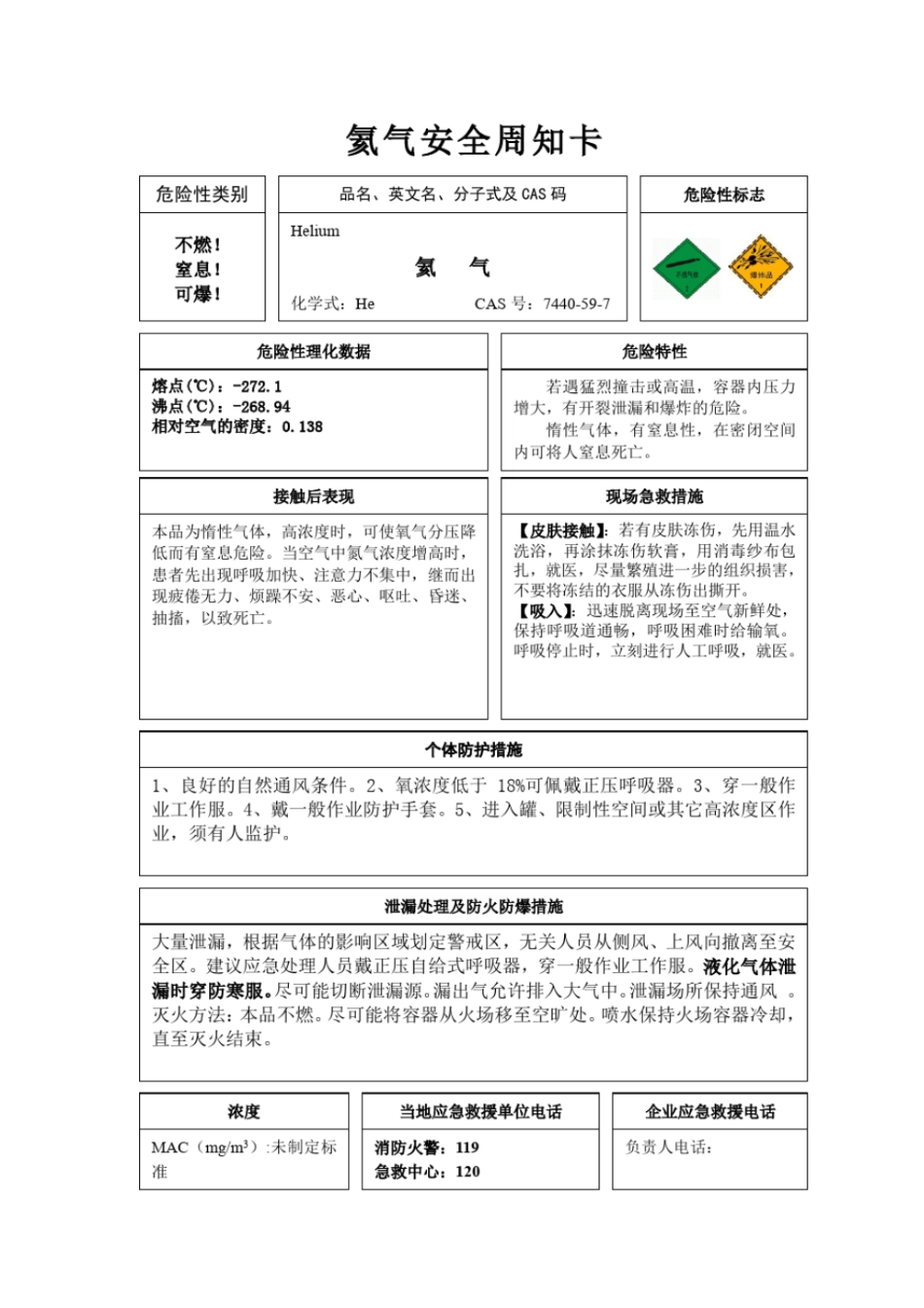 2.气体安全周知卡集合1（氦气、氮气、氢气、氩气、氧气、二氧化碳）.pdf_第1页