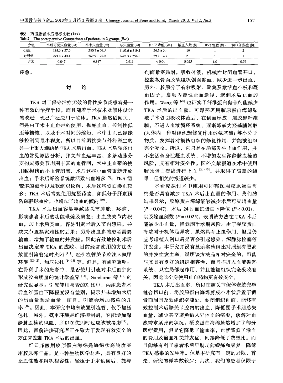 2-止血-可即邦胶原蛋白海绵在控制膝关节置换术后出血中的价值.pdf_第3页