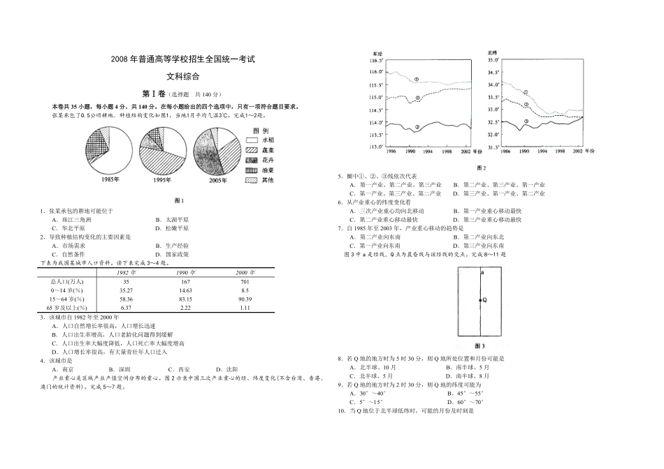 2008年浙江省高考地理（含解析版）.pdf_第1页