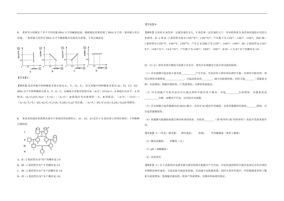 2014年高考真题 生物(山东卷)（含解析版）.pdf_第2页
