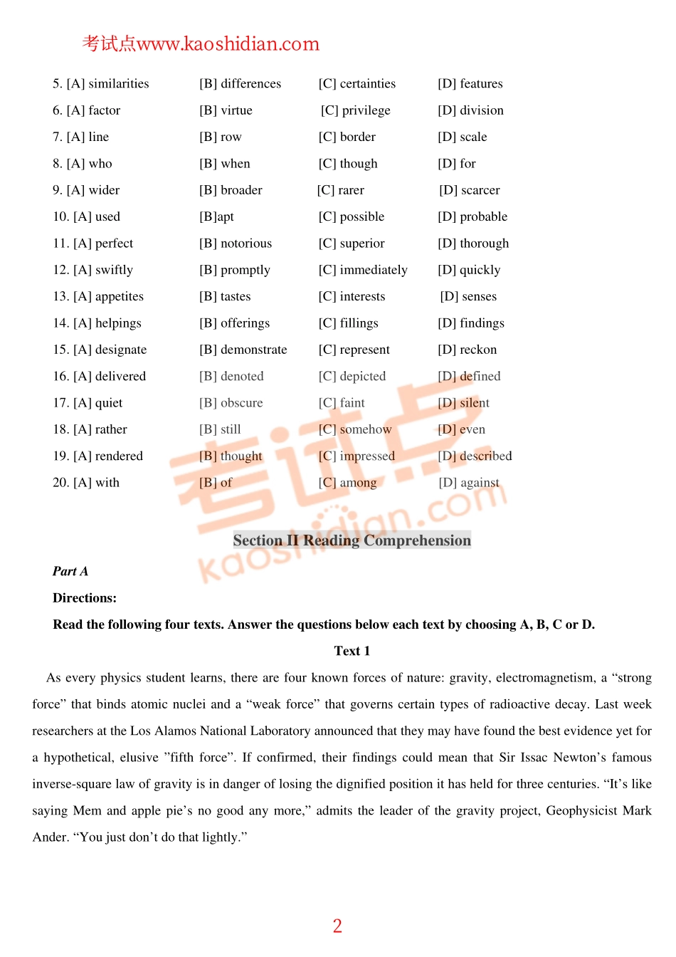 2014年考研英语一模拟测试题及参考答案（九）.pdf_第2页