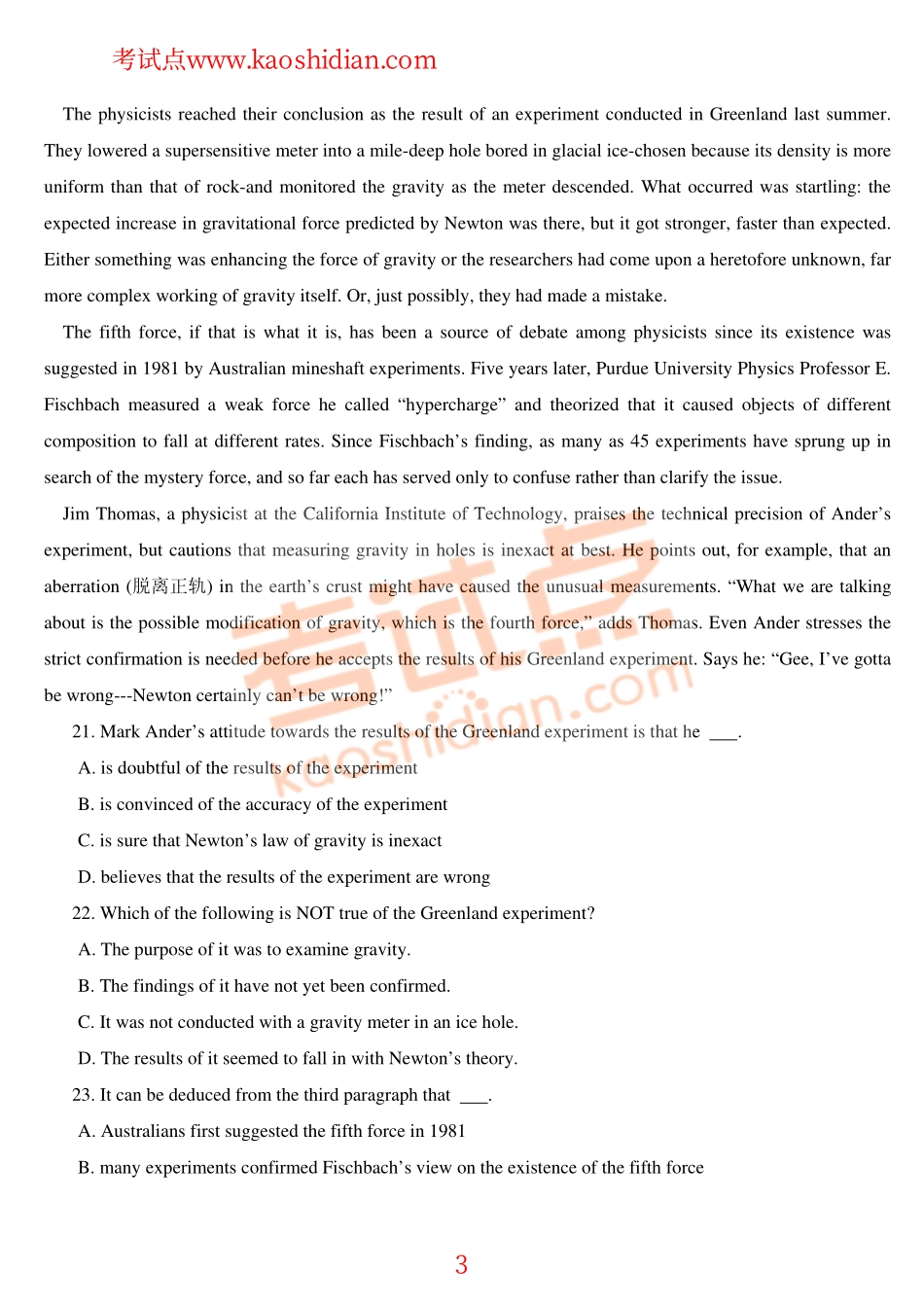 2014年考研英语一模拟测试题及参考答案（九）.pdf_第3页