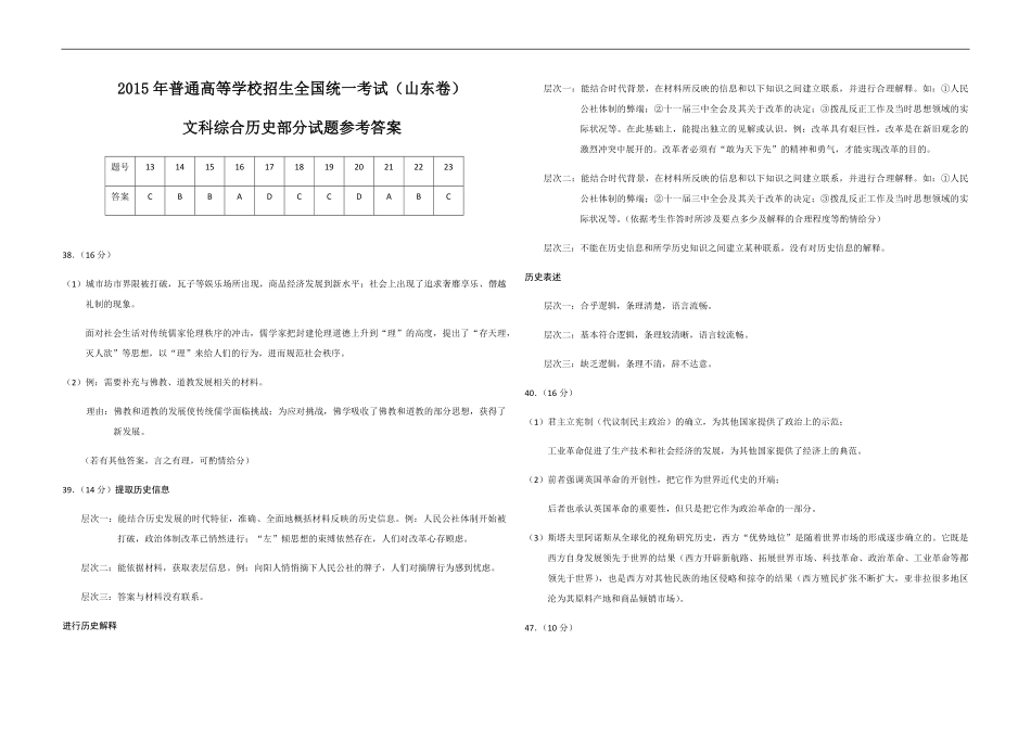 2015年高考真题 历史(山东卷)（含解析版）.pdf_第1页