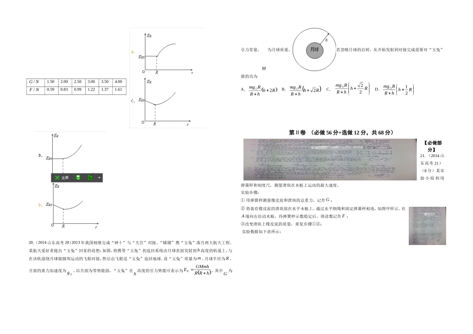 2014年高考真题 物理（山东卷)（原卷版）(1).doc_第2页